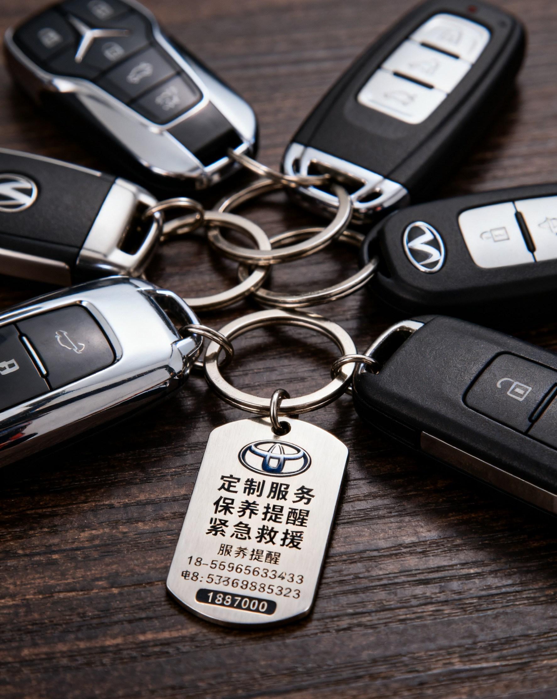 Custom service hang tags on car keys